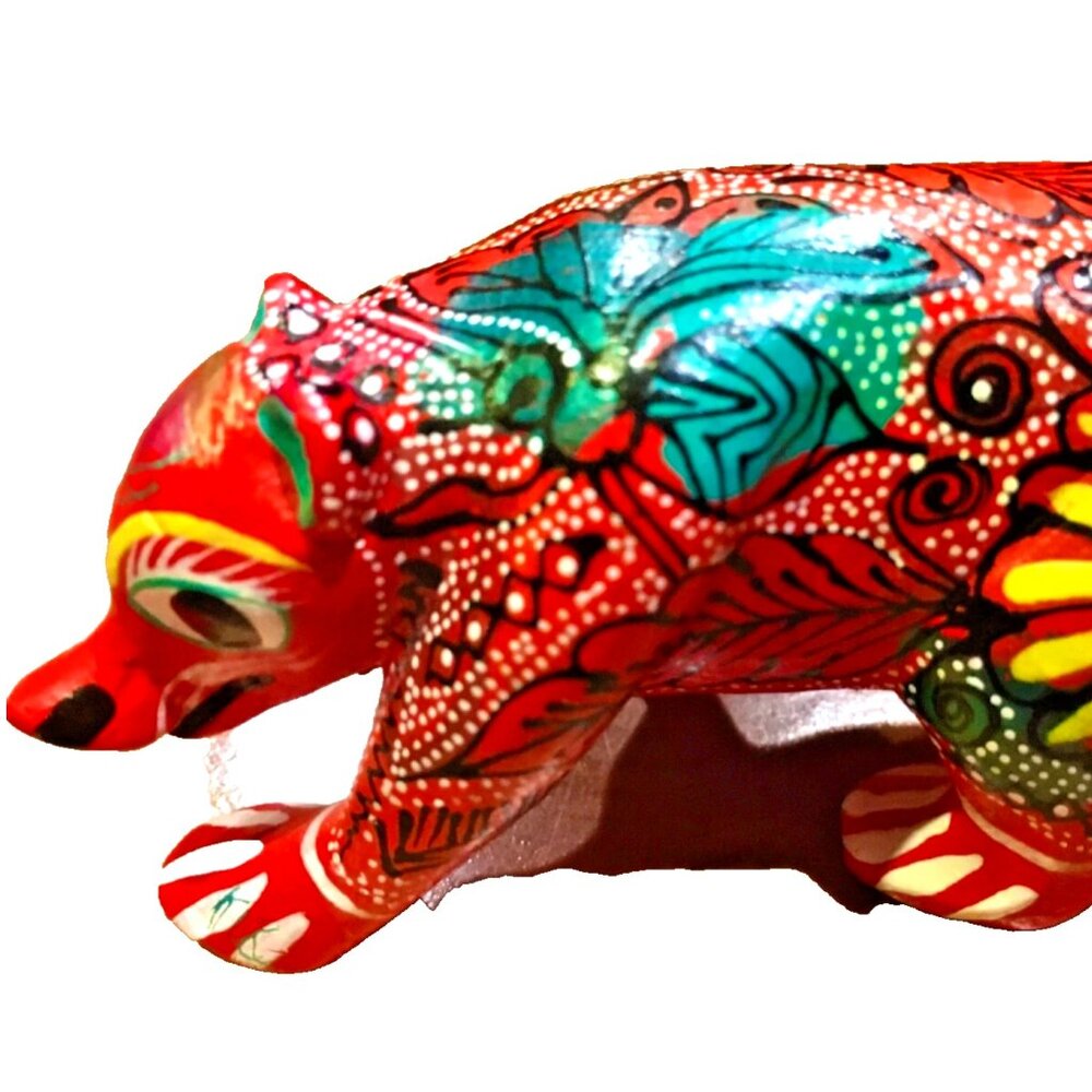 Hand made alebrije folk art Oaxaca Spirit Bear carving
